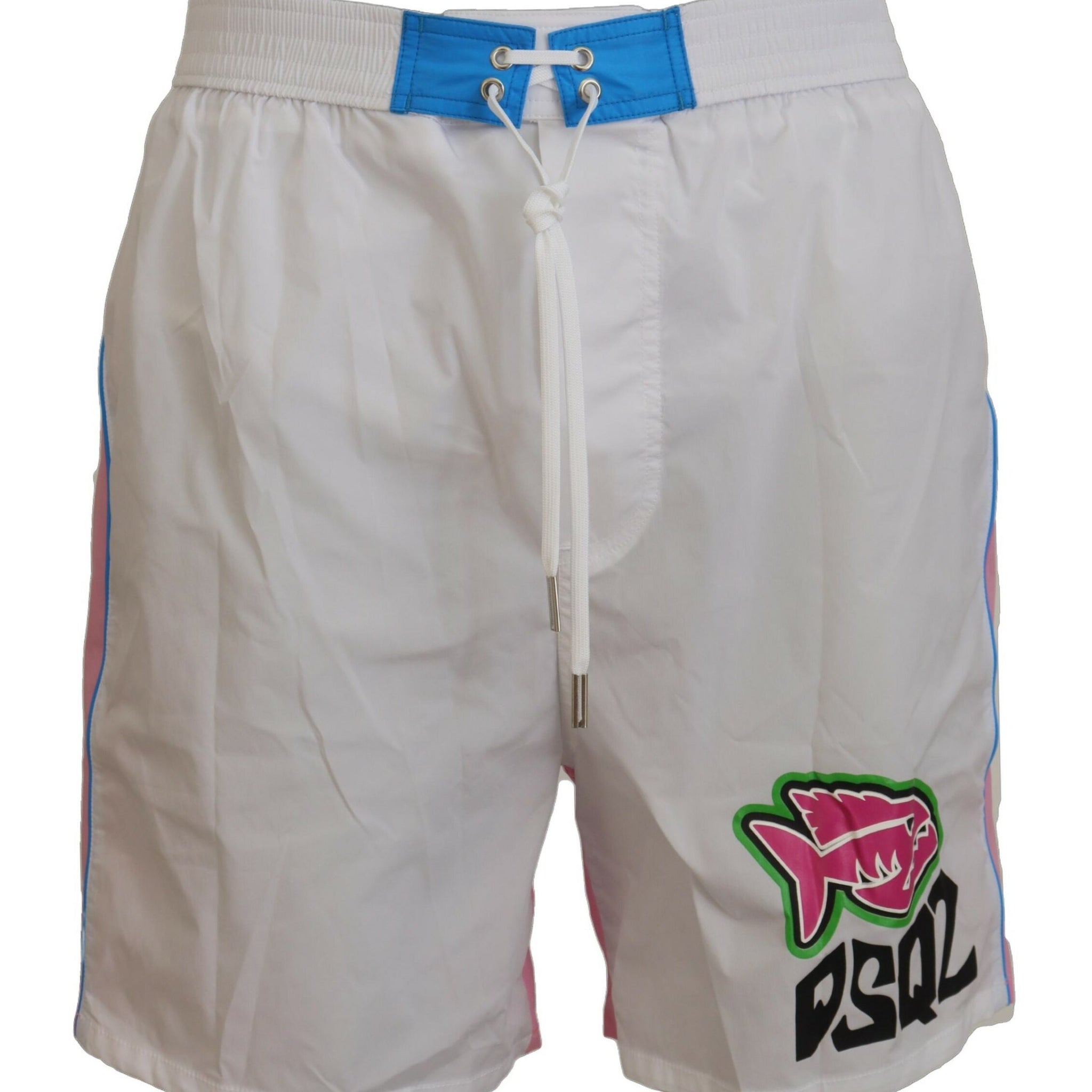 White Pink Logo Print Men Beachwear Shorts Swimwear