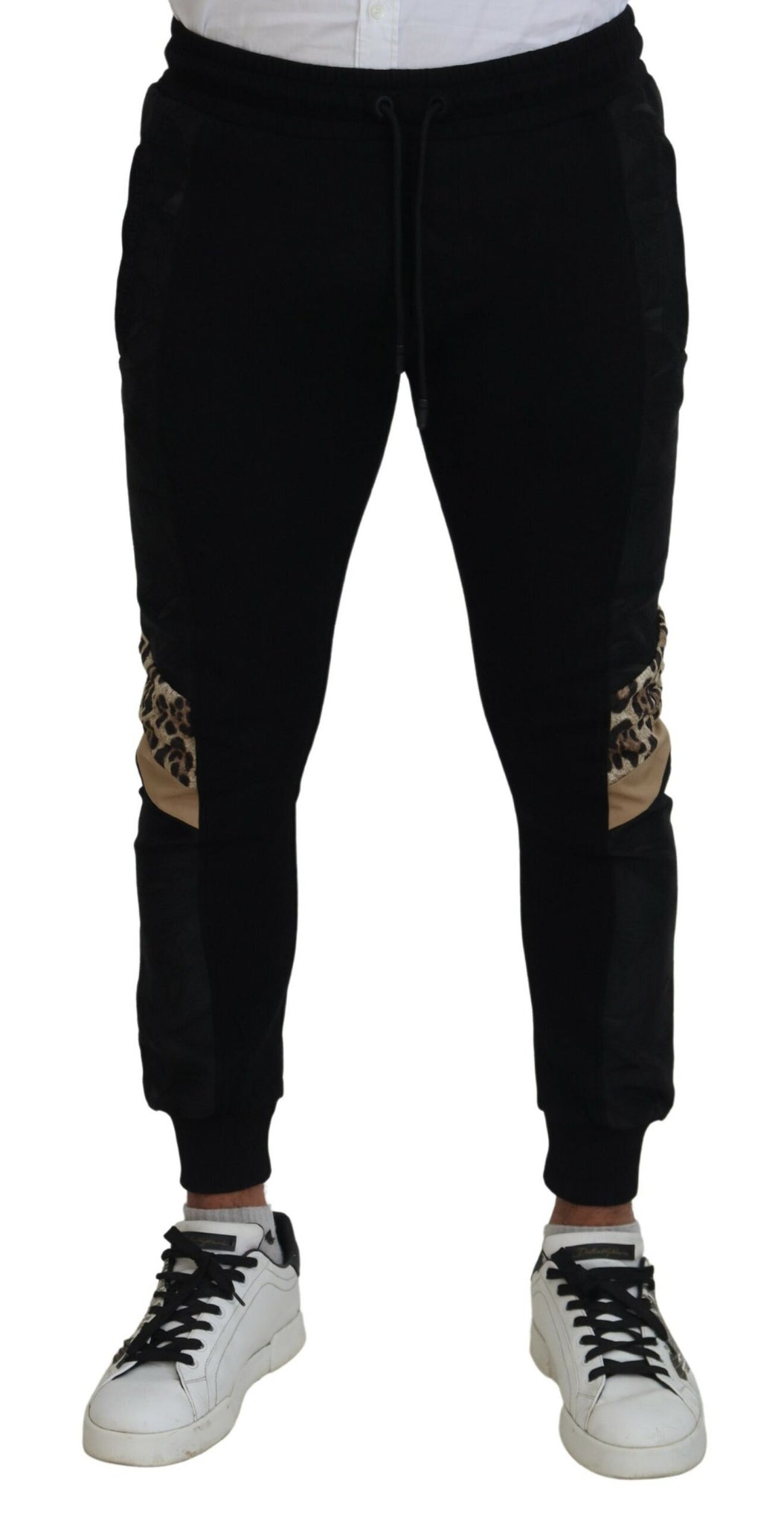 Black Polyester Skinny Jogger Men Pants