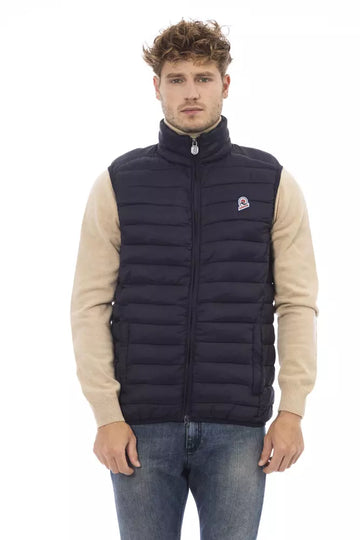 Blue Polyamide Men's Quilted Vest