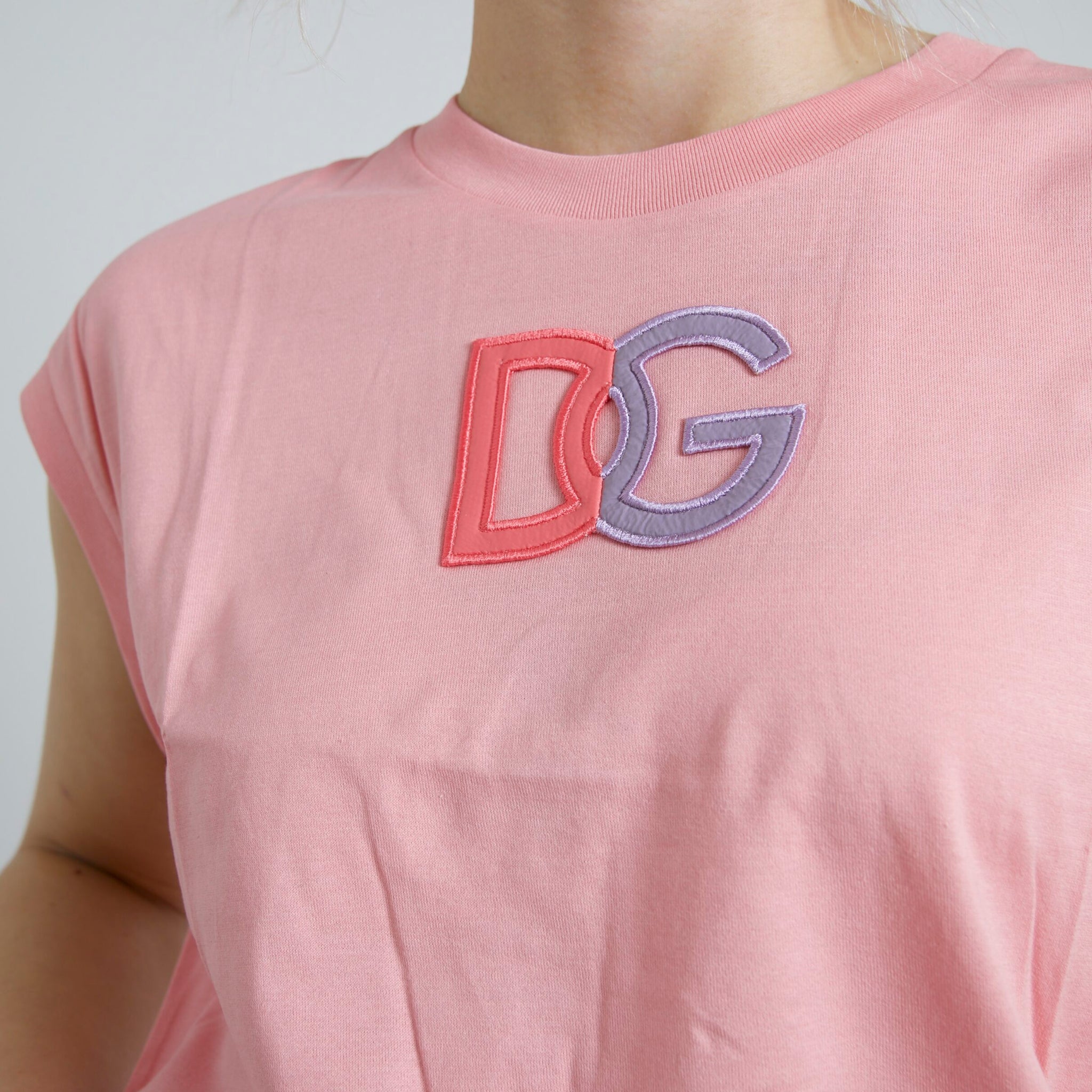 Pink Cotton DG Logo Crew Neck Tank T-shirt