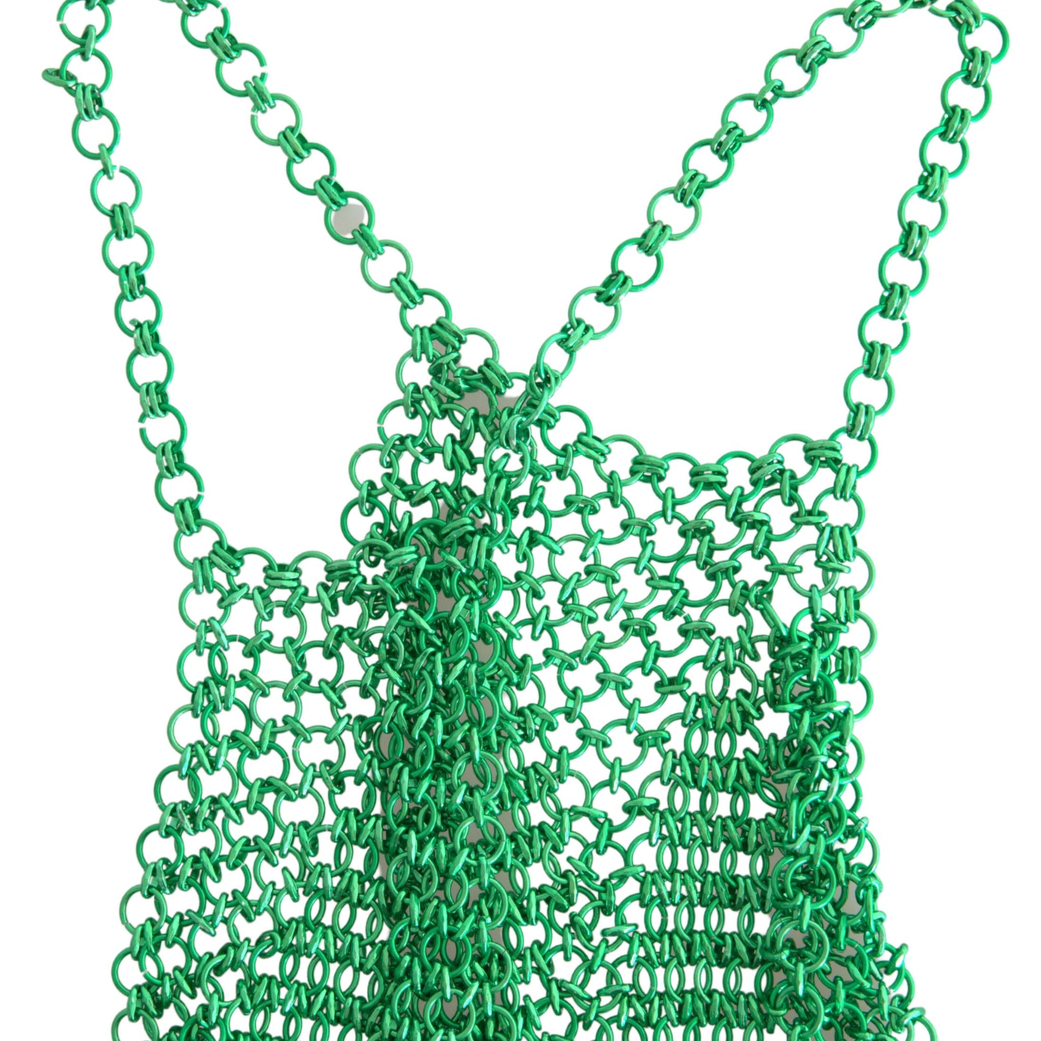 Green Aluminum Sleeveless Halter Cropped Tank Top