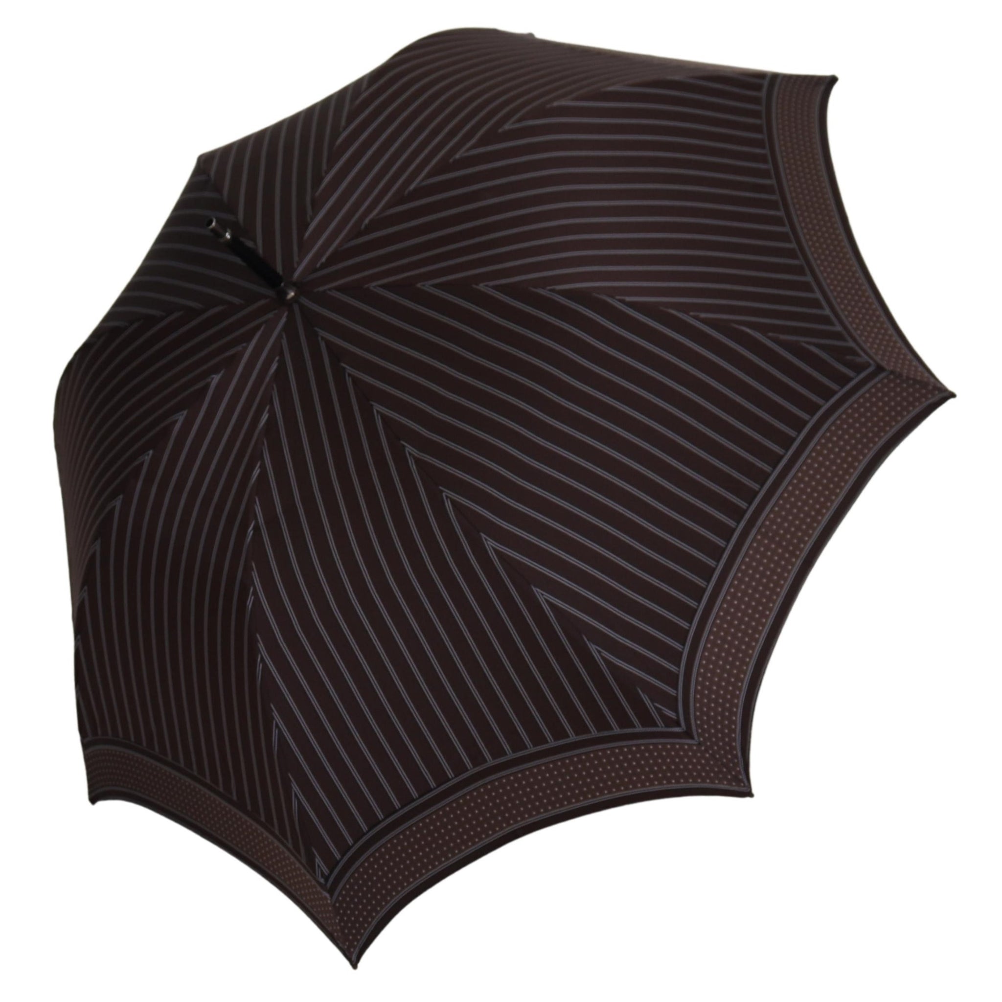 Brown Striped Leather Handle Collapsible Sartoria Umbrella
