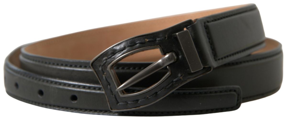 Black Leather Metal Buckle Cintura Belt