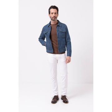 Blue Cotton Men Jacket