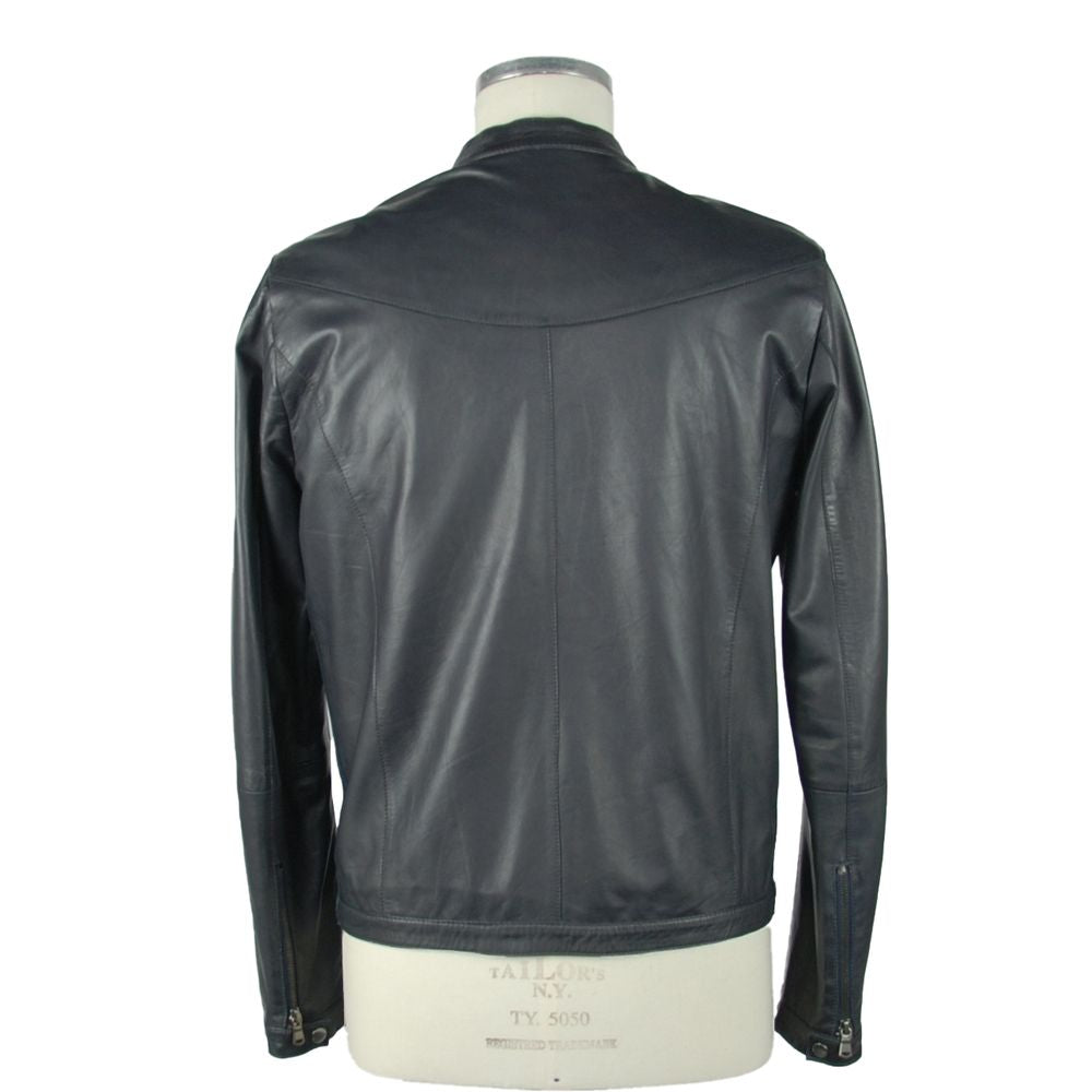 Blue Leather Men's Jacket