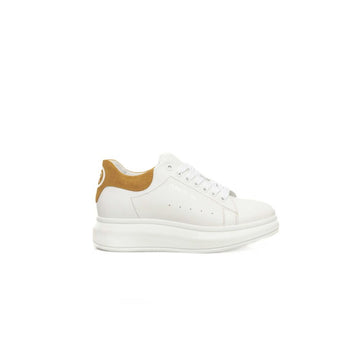 White Cowhide Women Platform Sneaker