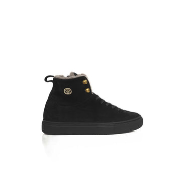 Black Cowhide Women High Sneaker