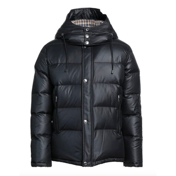 Black Polyester Men Jacket with Removable Hood