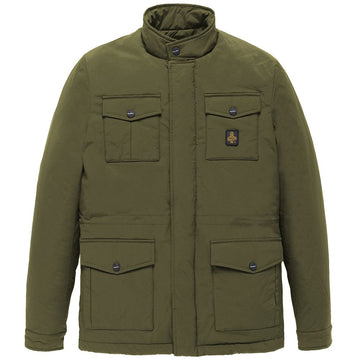 Green Nylon Men Jacket With Four Pockets