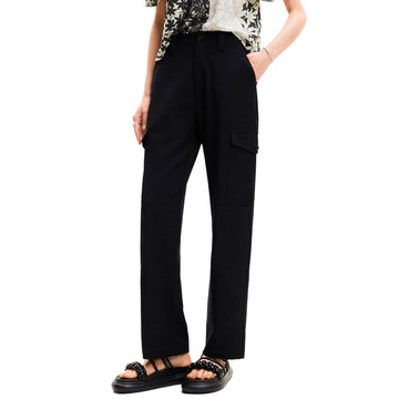 Black Polyester Cropped Pants