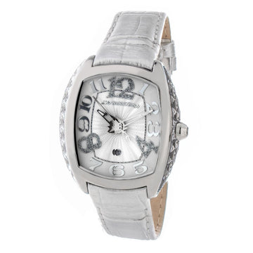 Silver Leather Dress Watch