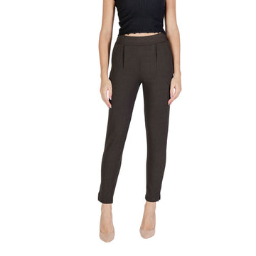 Brown Polyester Casual Pants