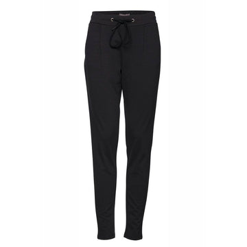 Black Polyester Casual Pants