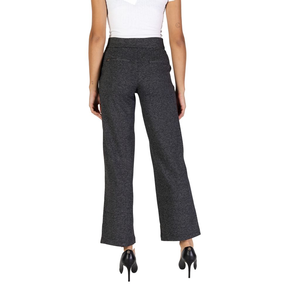Black Polyester Casual Pants