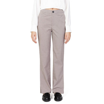 Beige Polyester Flared Pants