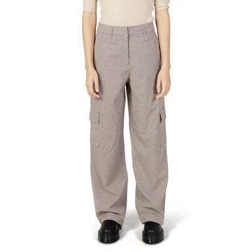 Beige Polyester Cargo Pants