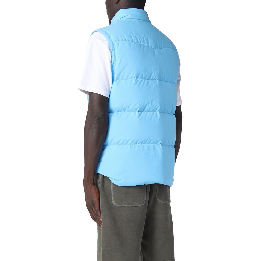 Blue Polyester Men Vest
