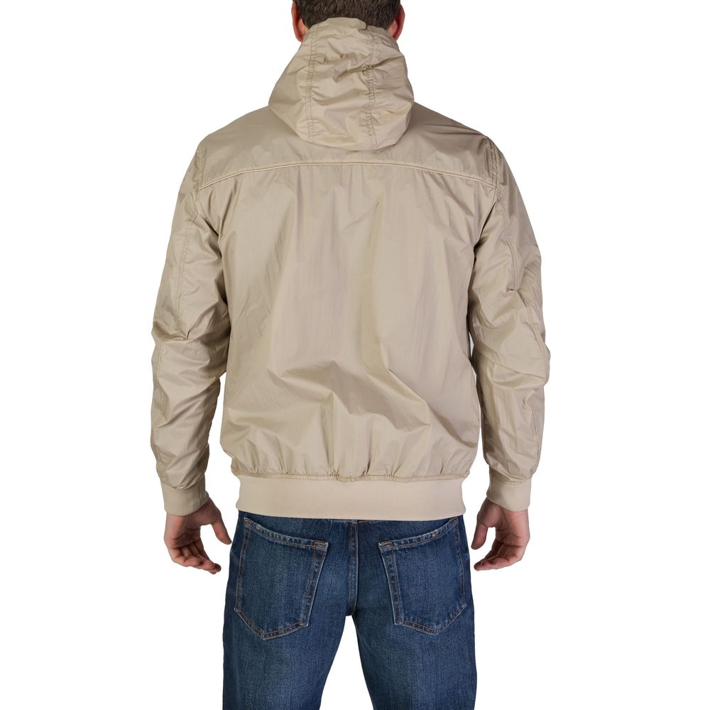 Beige Nylon Jackets & Coat