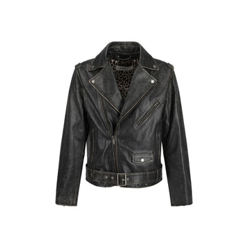 Brown Calf Leather Bos Taurus Biker Jacket