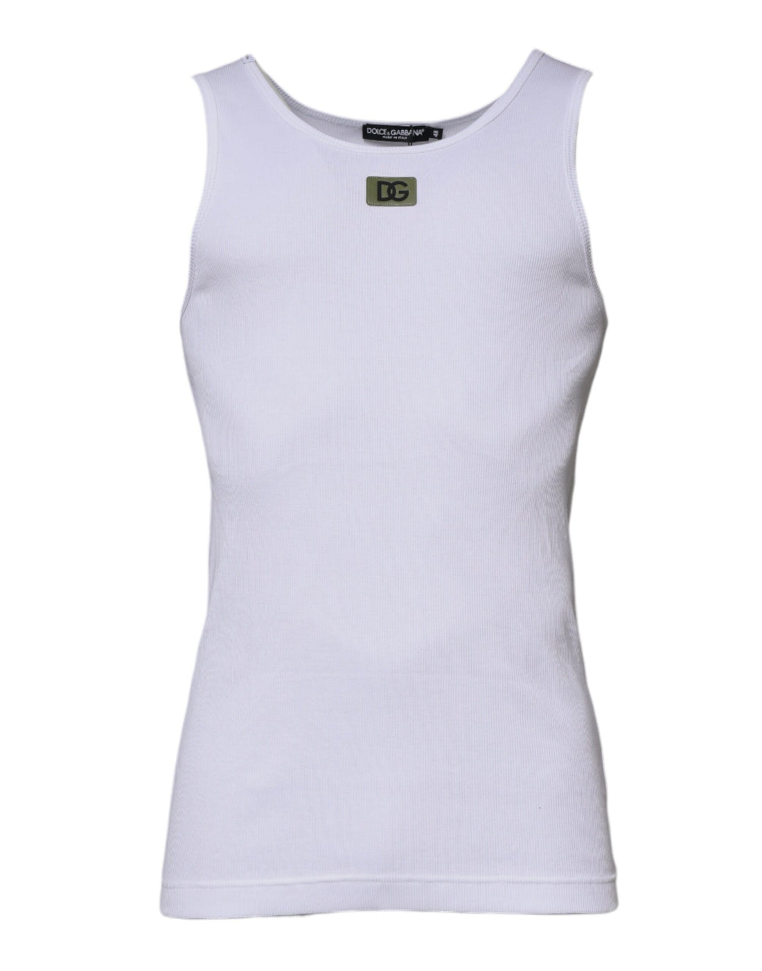 White Cotton Round Neck Sleeveless T-shirt