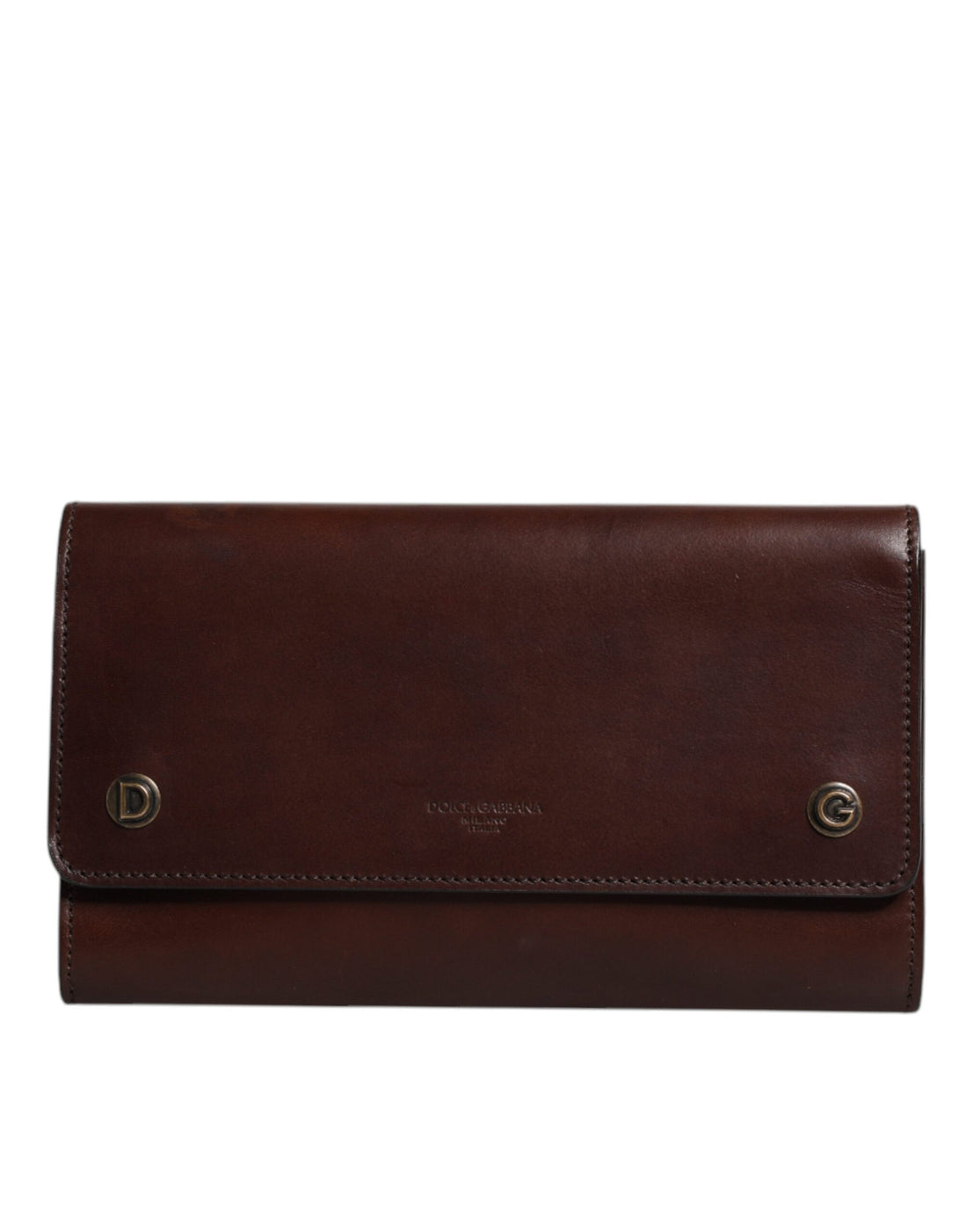 Brown Leather Logo Embossed Crossbody Bag