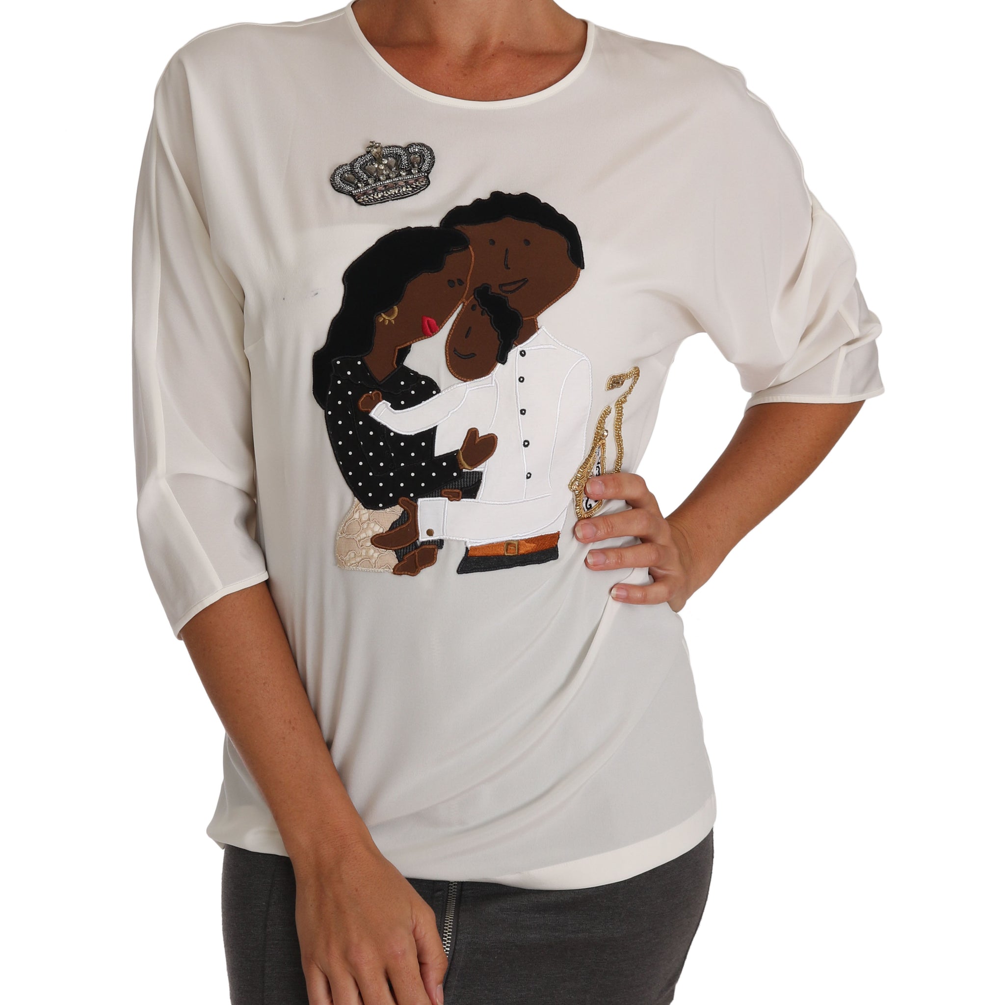 White Silk #dgfamily Crystal T-shirt