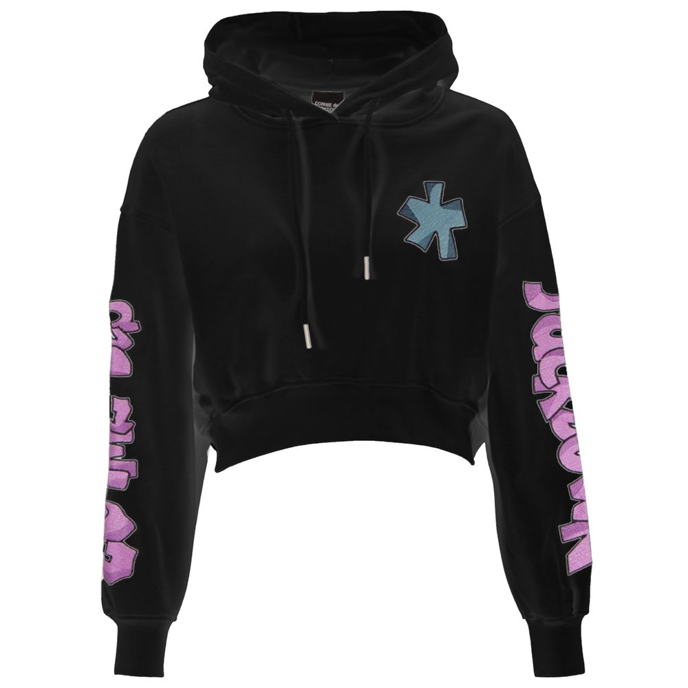 Black Cotton Women Sweatshirt