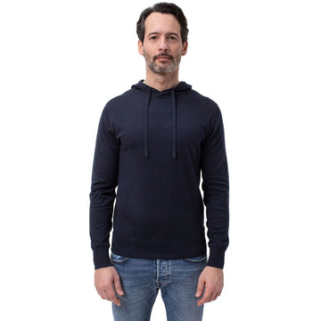 Blue Cotton Men Hoodie