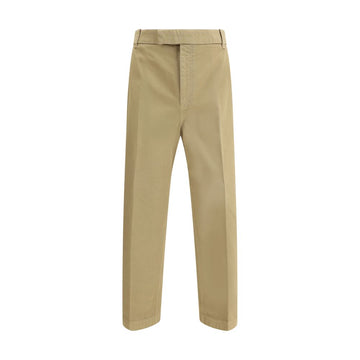Beige Cotton Casual Pants