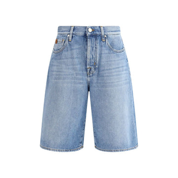 Blue Cotton Bermuda Shorts