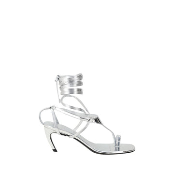 Silver Calf Leather Bos Taurus Flip-Flop Sandals