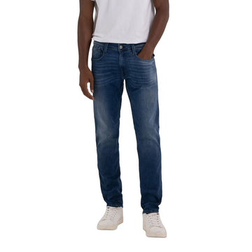 Blue Cotton Straight-Leg Jeans