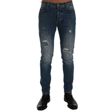Blue Cotton Slim Fit Jeans