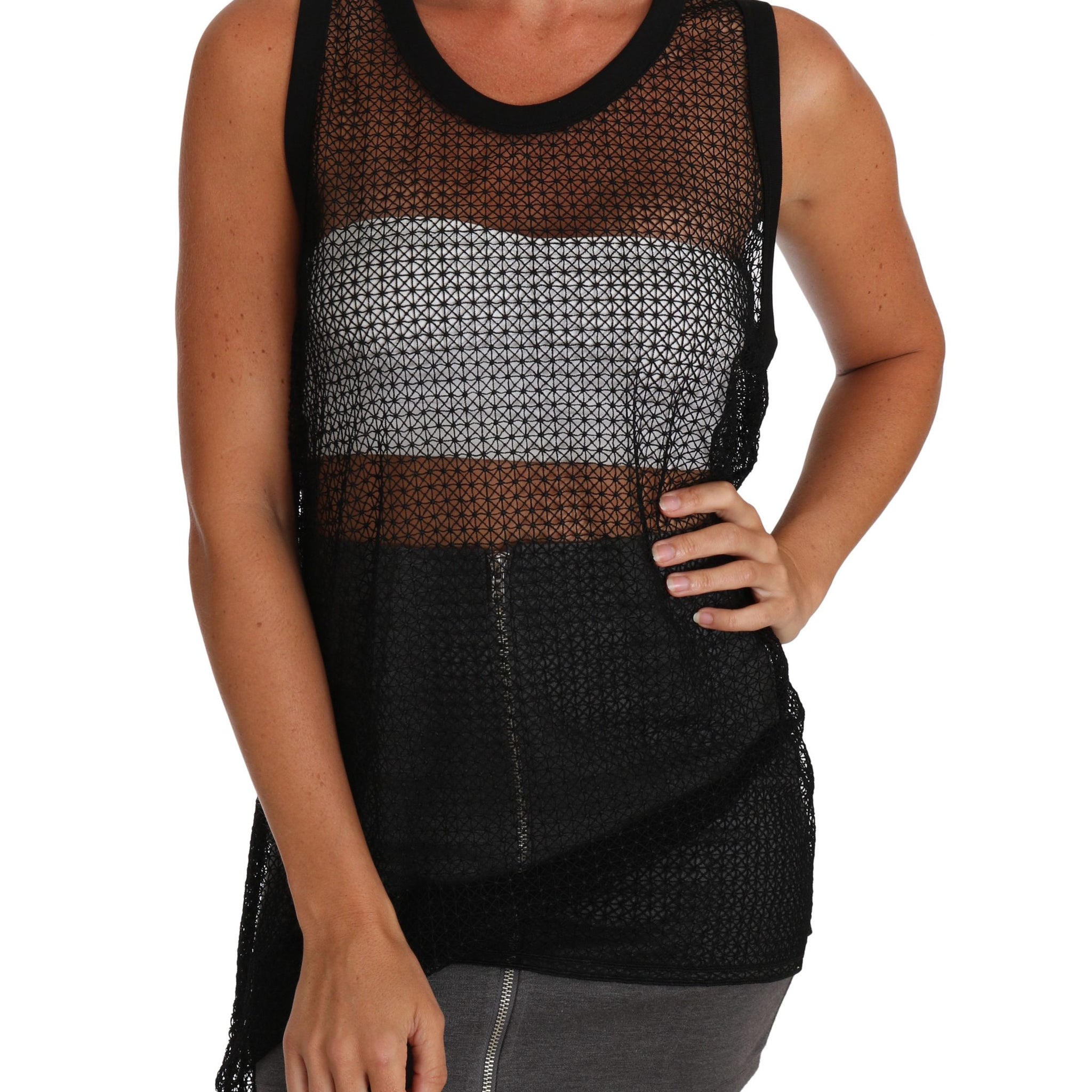 Black Mesh Transparent Blouse T-shirt