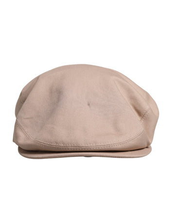 Beige Cotton Newsboy Capello Cabbie Hat