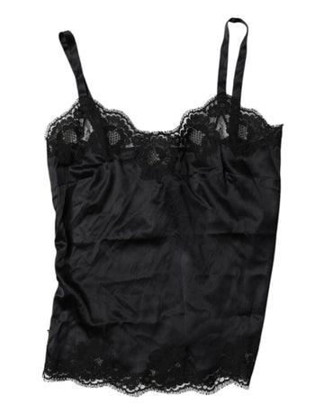 Black Lace Silk Blend Camisole Top Underwear