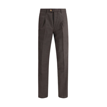 Brown Fleece Wool Casual Pants