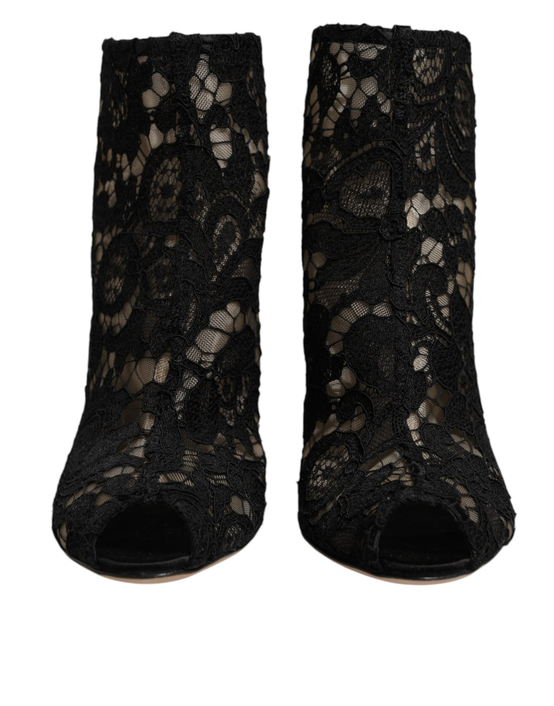 Black Floral Lace Heels Ankle Boots Shoes