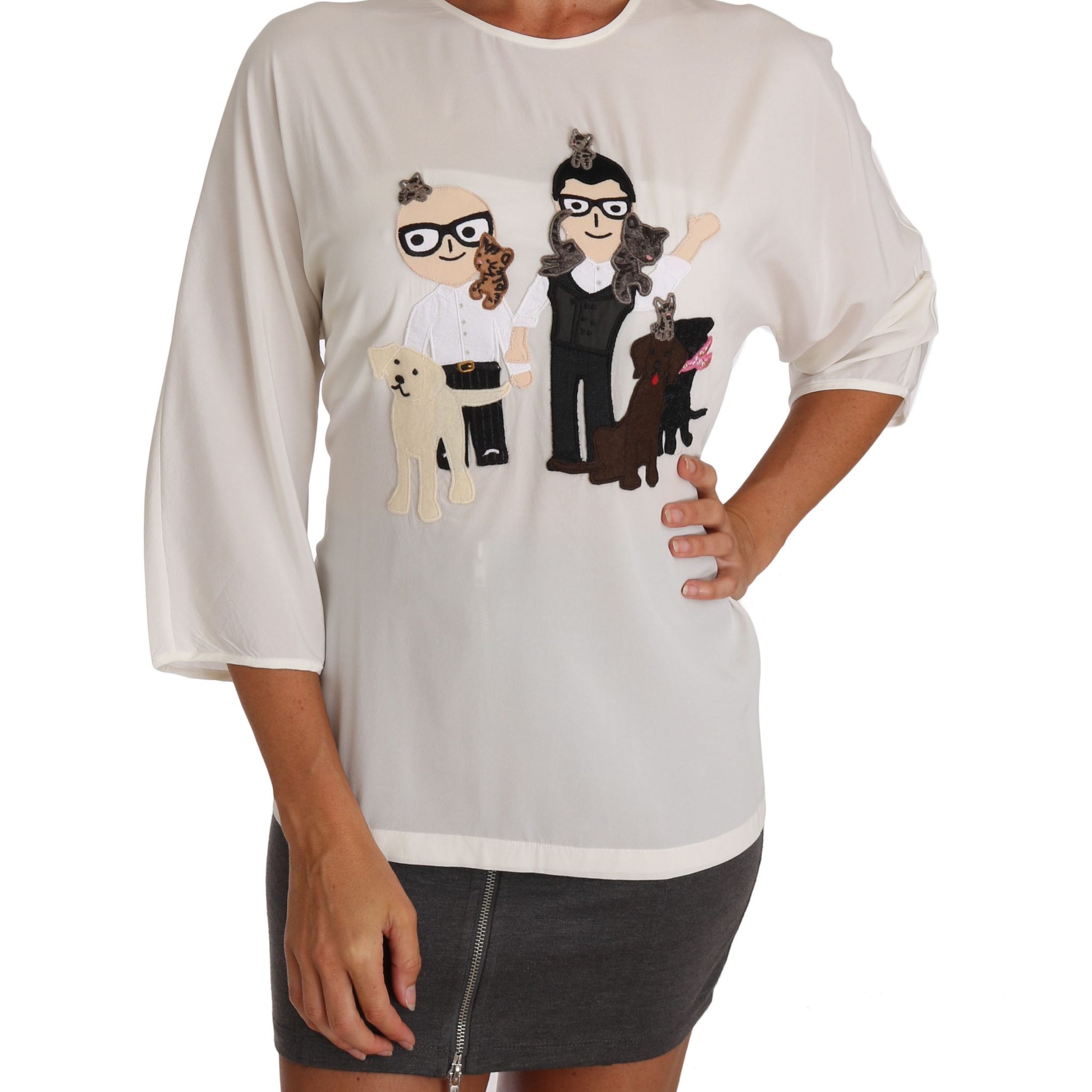 White Silk #dgfamily Blouse T-shirt