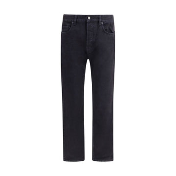 Black Cotton Straight-Leg Jeans