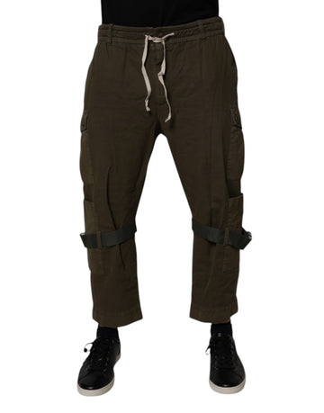 Brown Cotton Stretch Cargo Pants