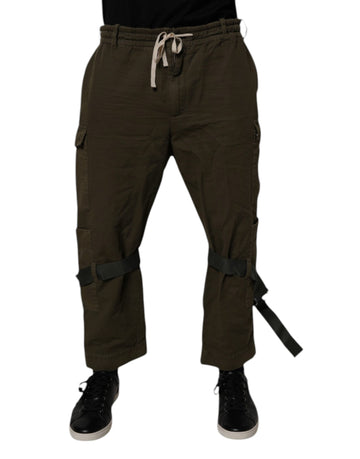 Brown Cotton Stretch Cargo Pants