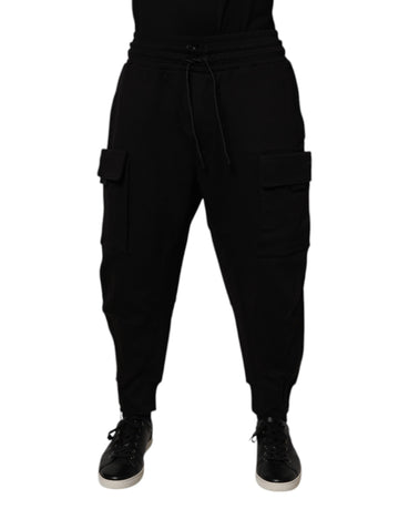Black Cotton Men Cargo Jogger Sweatpants Pants