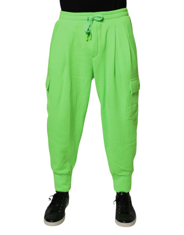 Neon Green Cargo Jogger Men Sweatpants Pants