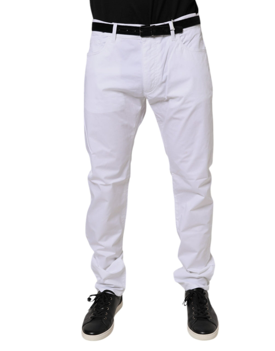 White Cotton Stretch Skinny Dress Formal Pants