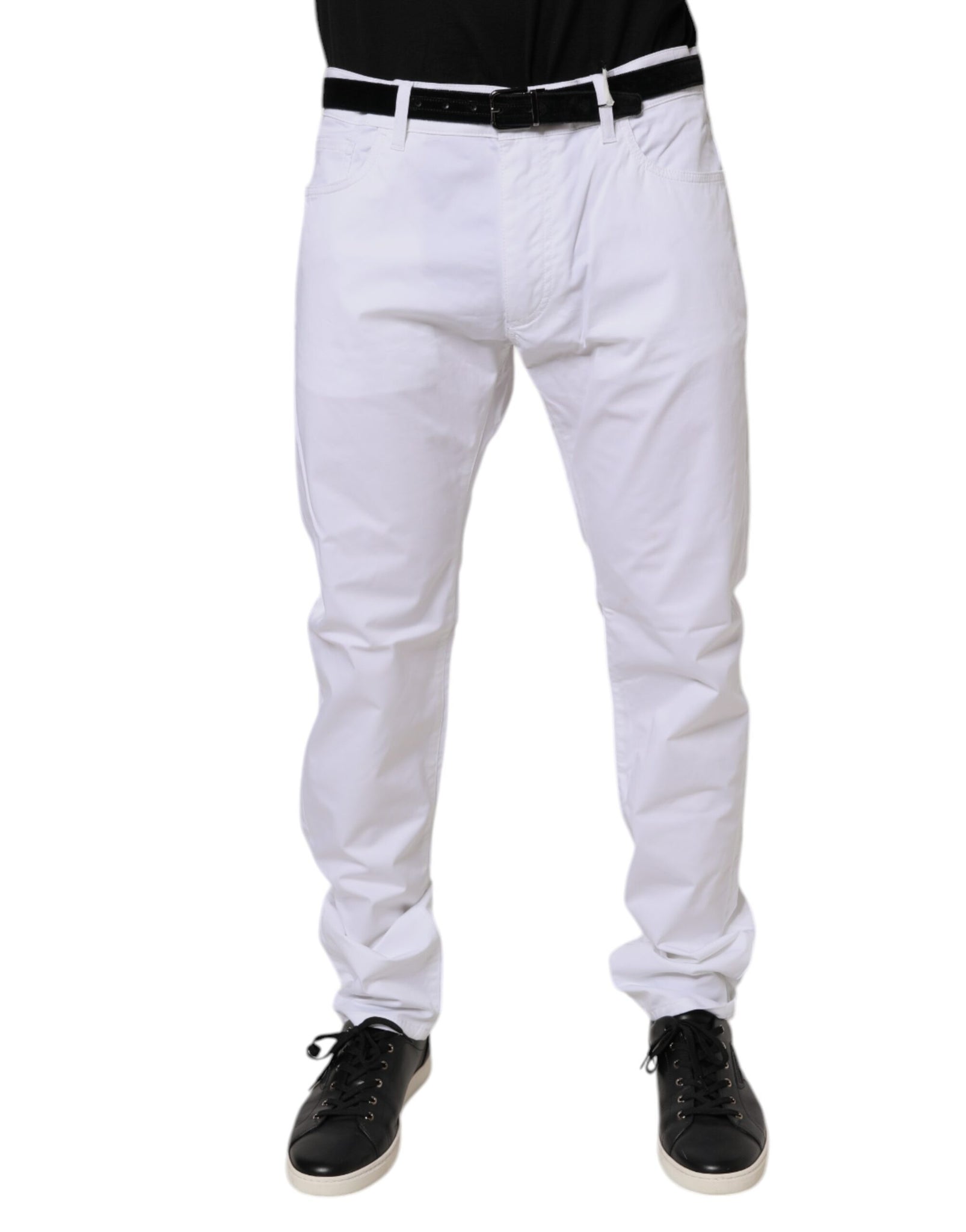 White Cotton Stretch Skinny Dress Formal Pants