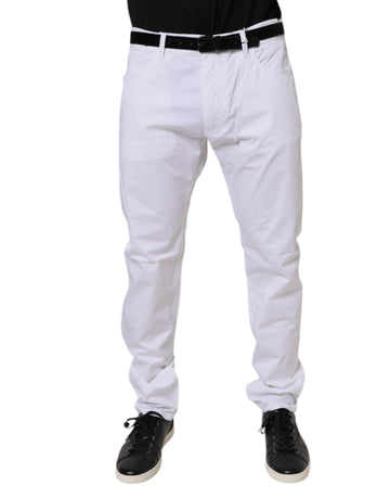 White Cotton Stretch Skinny Dress Formal Pants