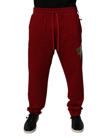 Red Logo Tape Cotton Jogger Sweatpants Pants