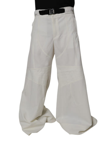 White Mid Waist Wide Leg Pants