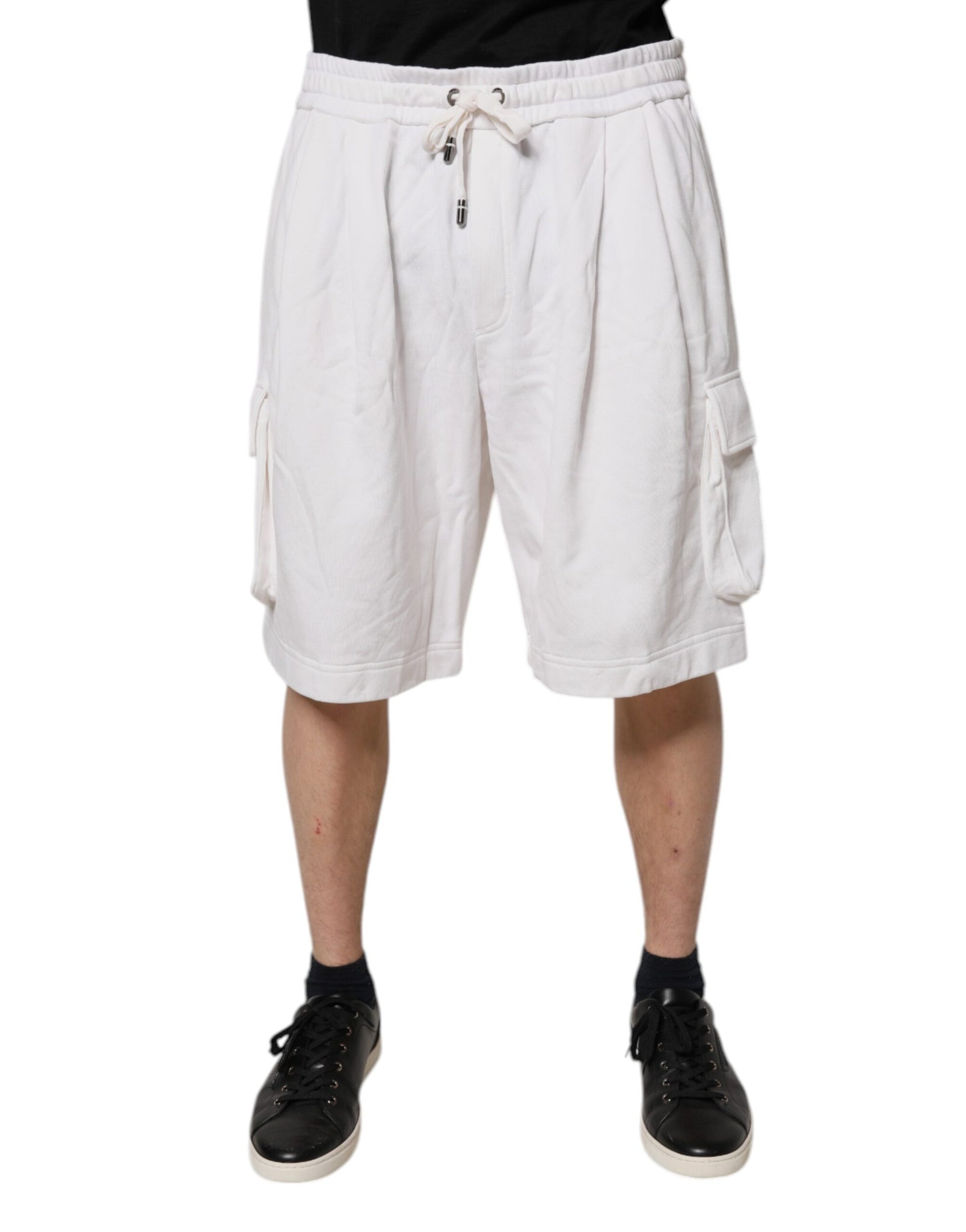 White Cotton Cargo Bermuda Sweatshorts Shorts